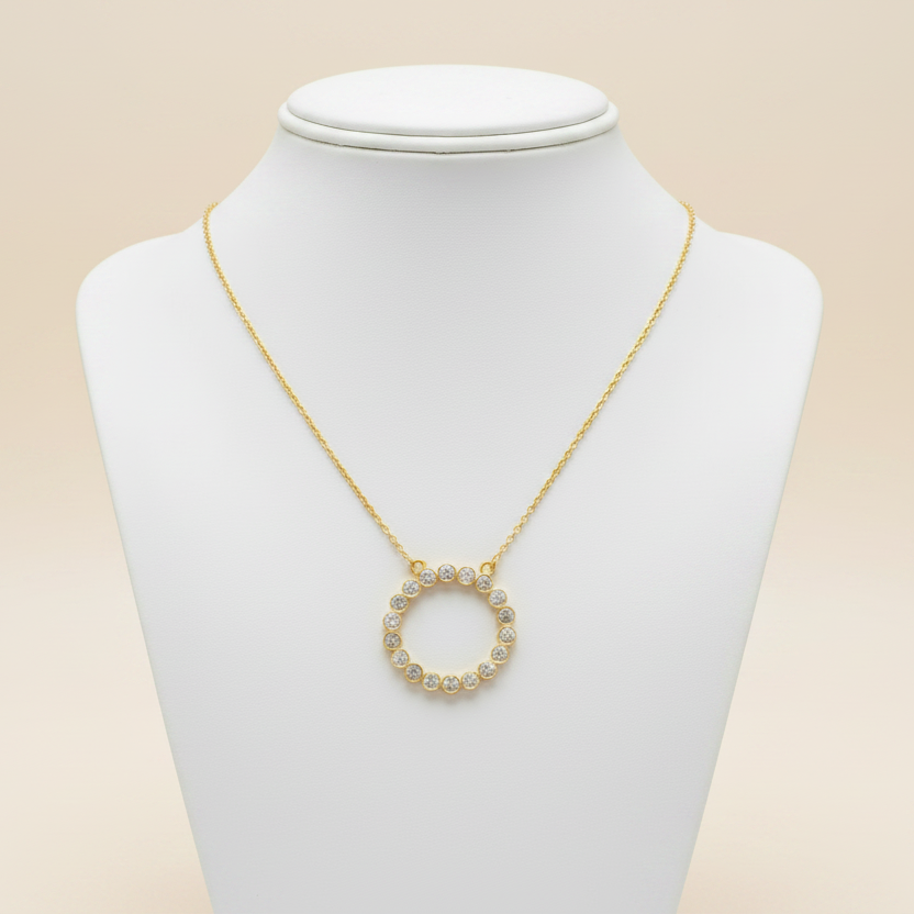 Montecito White Topaz Halo Gold-Filled Pendant Necklace - Luxury Necklace