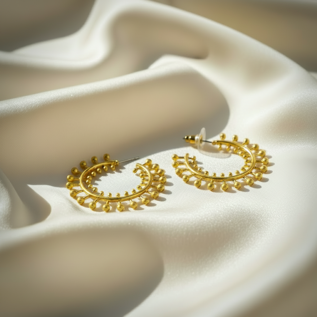 Capri Soleil 22k Gold Vermeil Bali Hoop Earrings