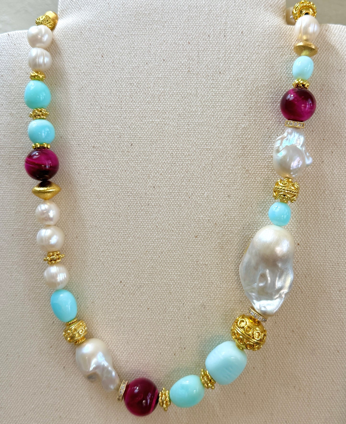 Ibiza Sunset Pearl & Opal Statement Necklace