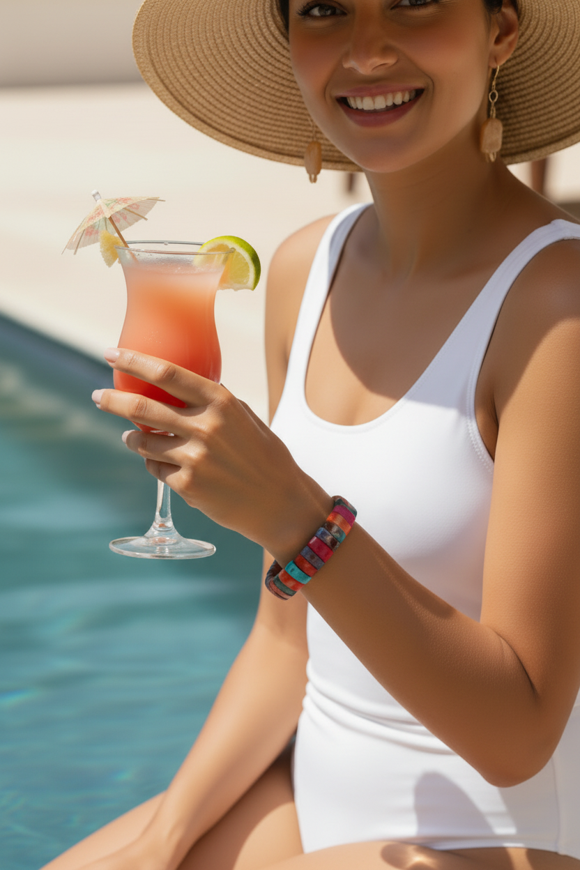 Ibiza Rainbow Fire Agate Stretch Bracelet