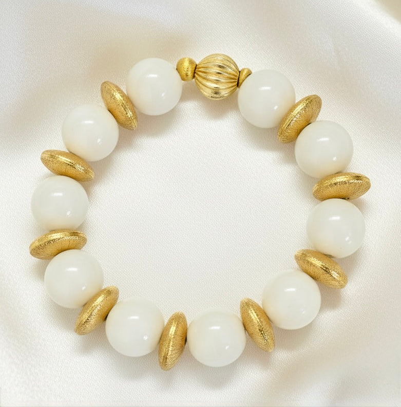 Montecito White Alabaster & 24k Gold Vermeil Resort Bracelet