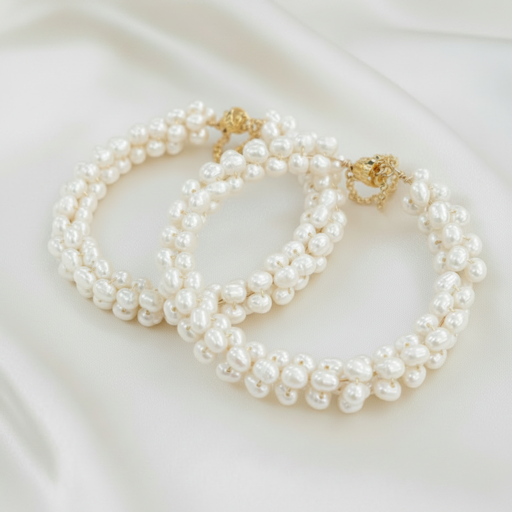 Montecito Baroque Freshwater Pearl Cluster Bracelet – 22K Gold Wire | Limited Edition