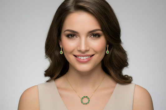 Green Quartz Chain Pendant Necklace 18”