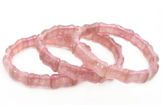 Strawberry Pink Quartz Bangle Gemstone Bracelet