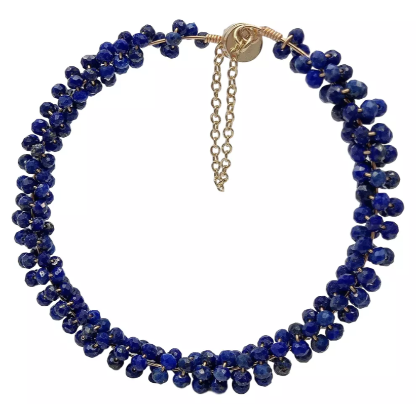 Magnetic Clasp High-Grade Leather Crystal Stones Bracelet lapis lazuli Lapis Lazuli Shield Magnetic Braid Bracelet main image 3