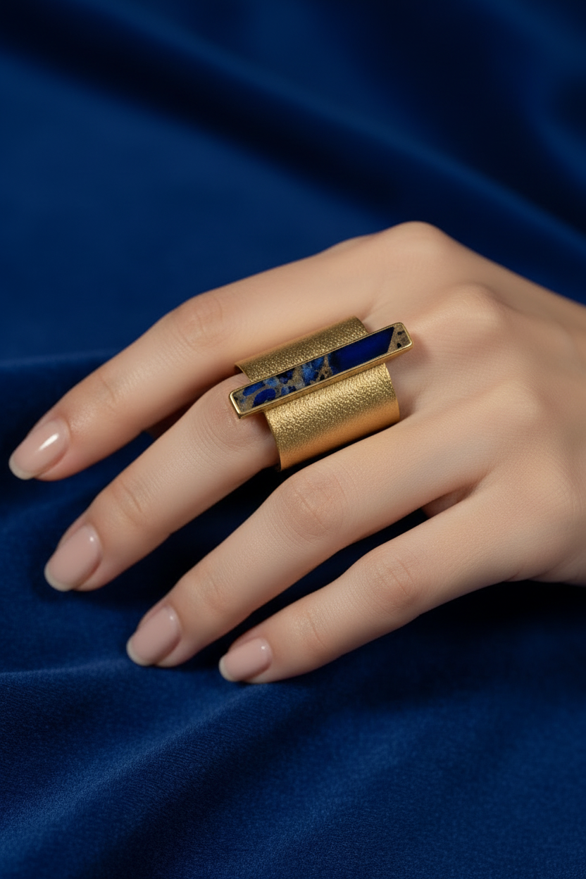 Capri Lapis Lazuli & Gold Vermeil Cigar Ring
