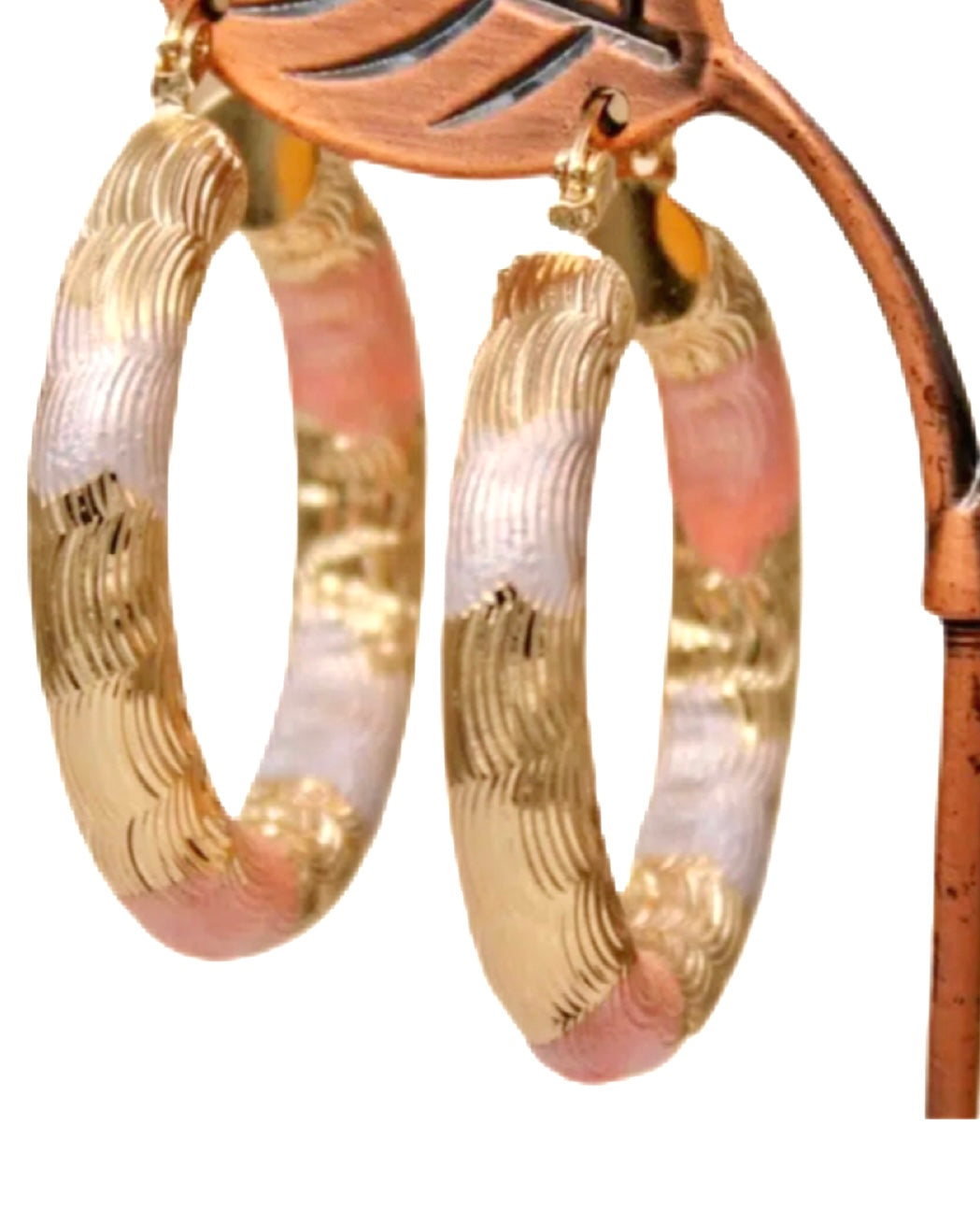 Gold Hoop Enamel Earrings