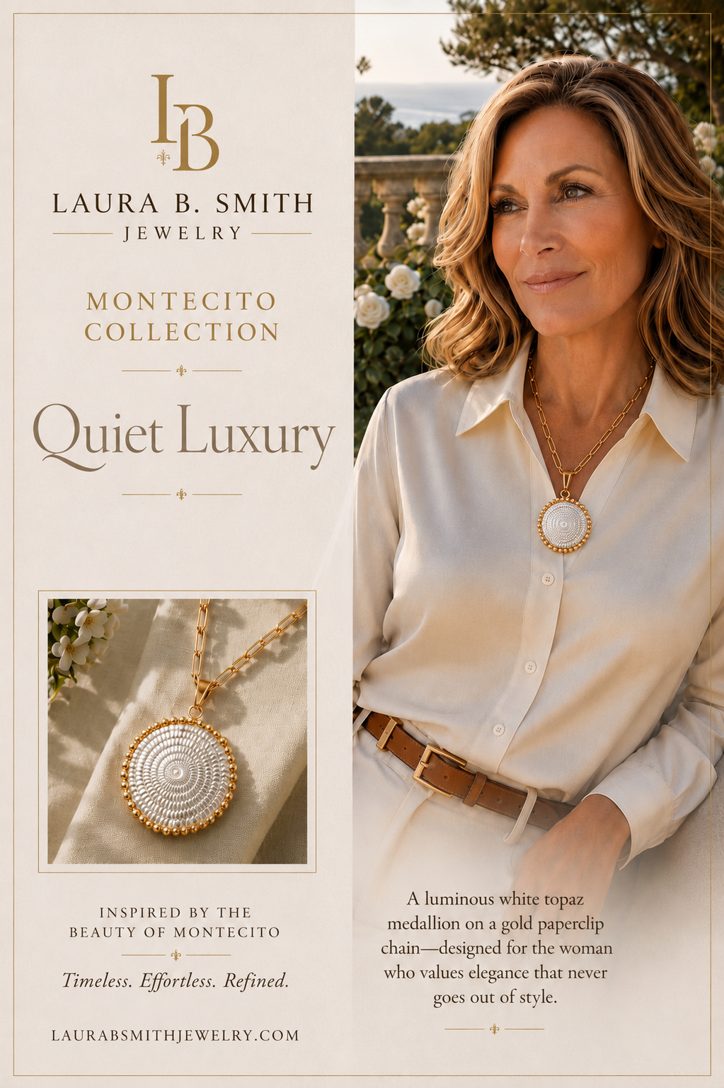 Montecito White Topaz Medallion Necklace | One-of-a-Kind Luxury Statement Necklace
