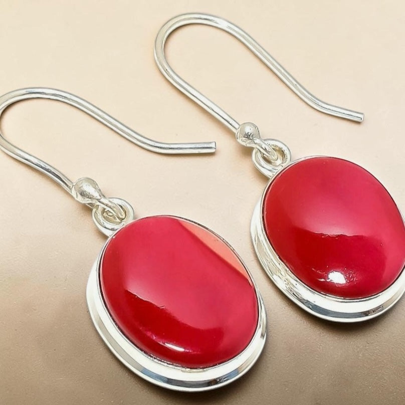 One-of-a-Kind Montecito Red Mookaite Jasper Sterling Silver Drop Earrings