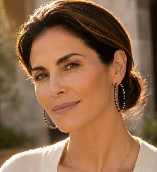 Montecito Lapis Lazuli Gold Vermeil Statement Hoop Earrings