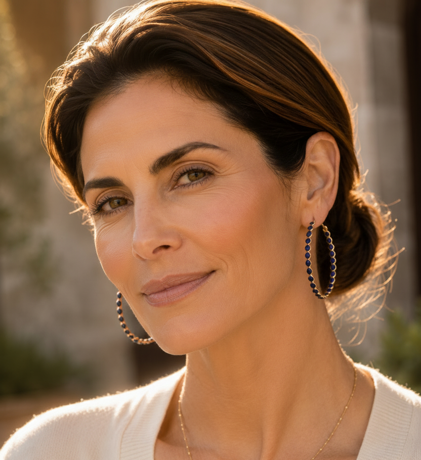 Montecito Lapis Lazuli Gold Vermeil Statement Hoop Earrings