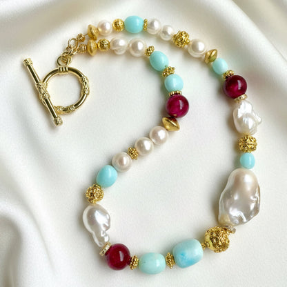Ibiza Sunset Pearl & Opal Statement Necklace