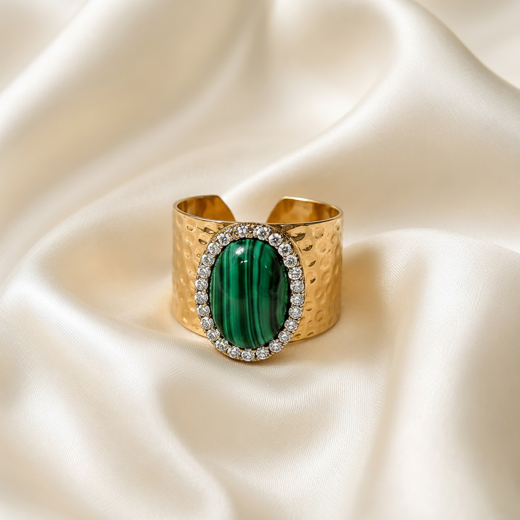 Montecito Malachite & Freshwater Pearl Bracelet Stack & Statement Ring Set