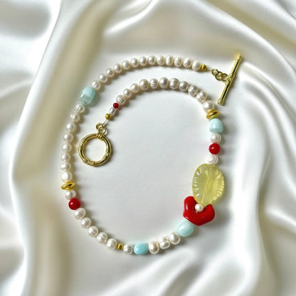 Amalfi Pearl, Opal, Coral & Lemon Quartz Necklace | Coastal Luxury Jewelry