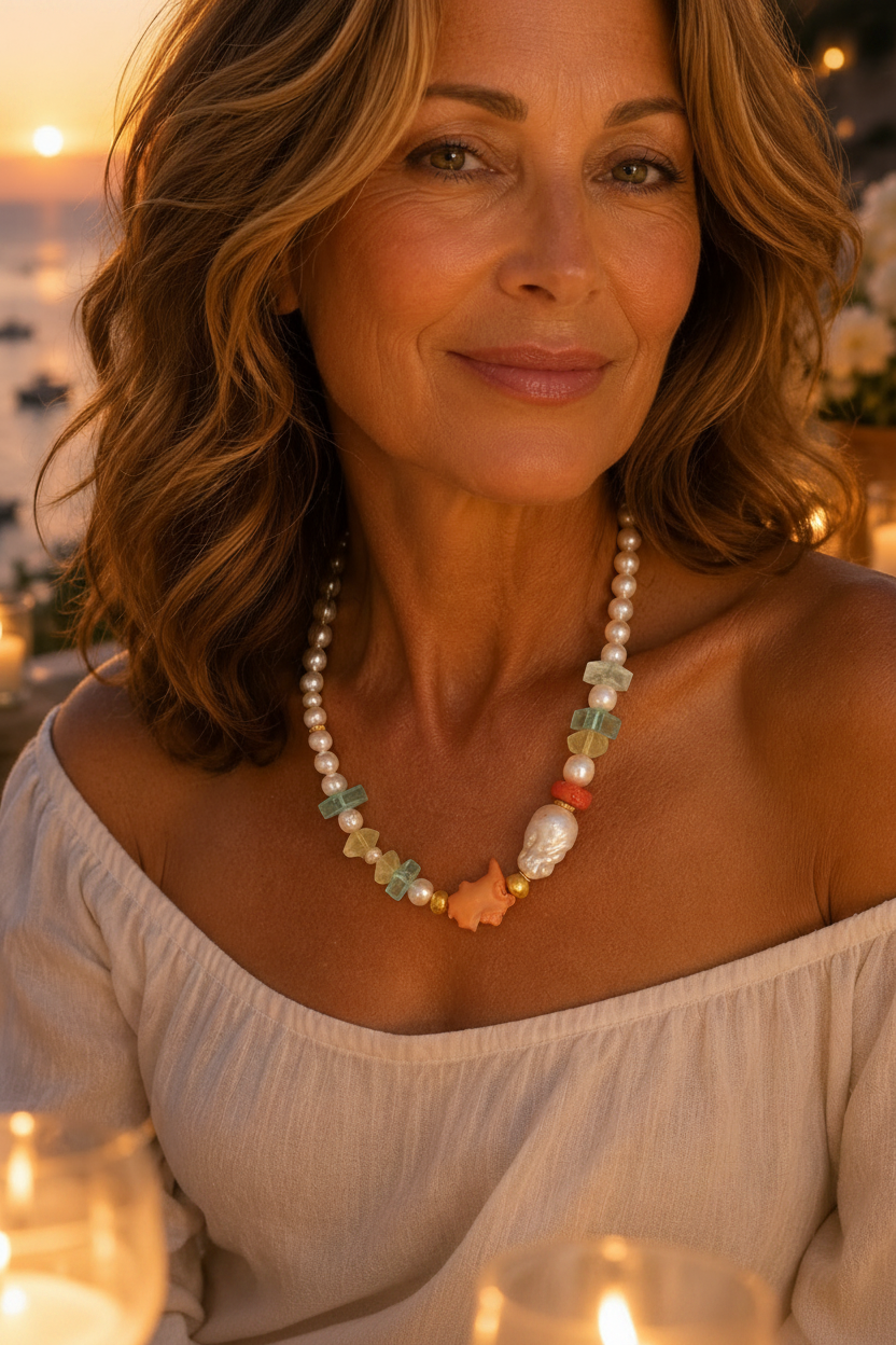 One-of-a-Kind Amalfi Coral Mare Baroque Pearl Statement Necklace