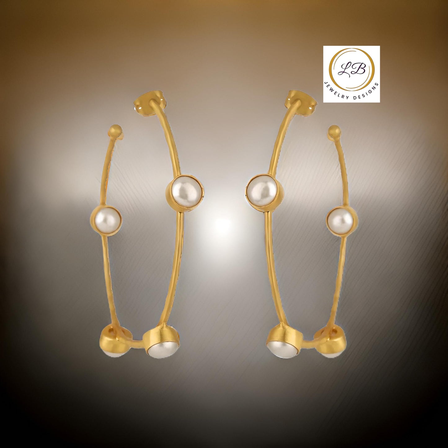 Oversized Gold Hoop Pearl Inside-Out Earrings