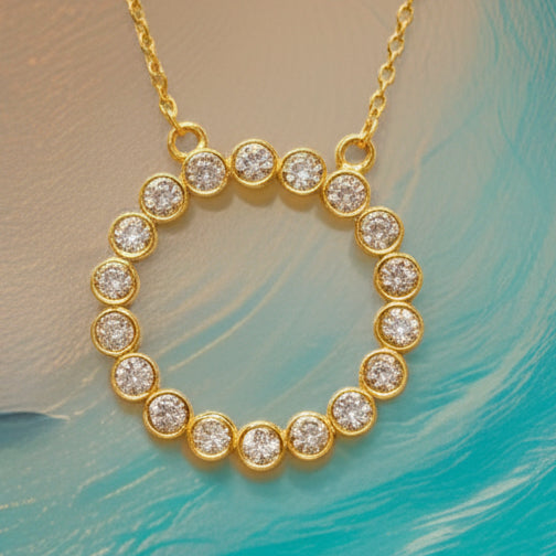 Montecito White Topaz Halo Gold-Filled Pendant Necklace - Luxury Necklace