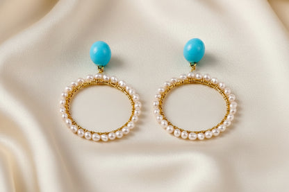 Ibiza Turquoise & Pearl Halo Earring & Necklace Set
Coastal Luxury Statement Set
