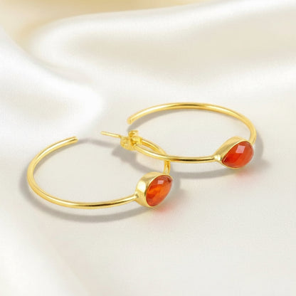Capri Carnelian & Pearl Coastal Luxury Jewelry Set - 18k Gold Filled Necklace, Bracelet & Hoop Earrings