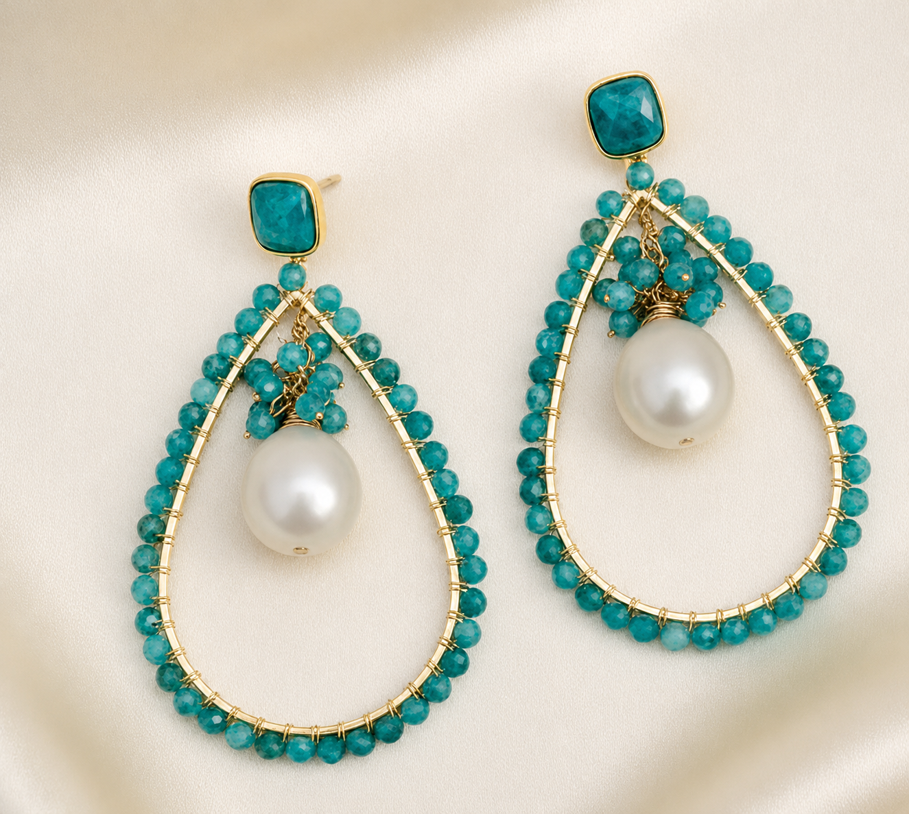 Capri Blue Apatite & Pearl Statement Hoop Earrings | Laura B. Smith Jewelry