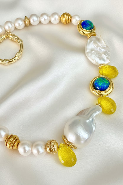 One-of-a-Kind Amalfi Baroque Pearl, Murano Glass & Lemon Quartz Statement Necklace