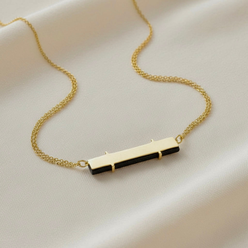 Capri Noir Black Onyx Baguette Necklace – 24k Gold Filled Modern Coastal Pendant Necklace