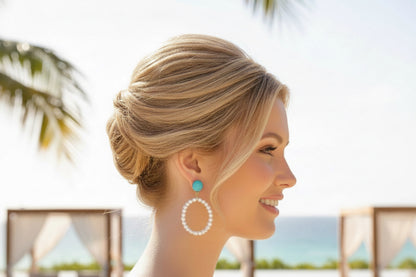 Ibiza Turquoise & Pearl Halo Earring & Necklace Set
Coastal Luxury Statement Set