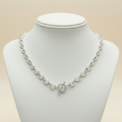 Montecito Signature Silver Rolo Toggle Chain Necklace | Coastal Luxury Statement Chain