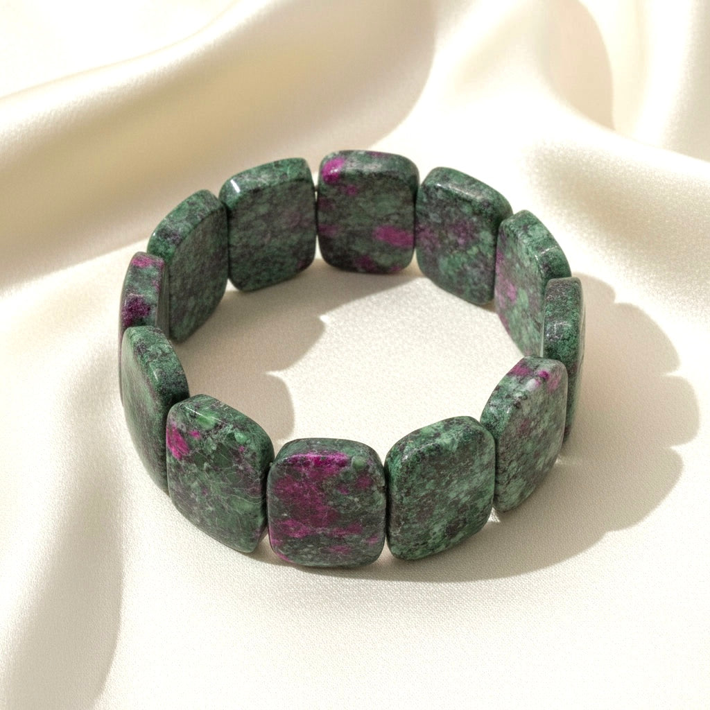 Capri Ruby Fuchsite Statement Bracelet | One-of-a-Kind Coastal Luxury Gemstone Bracelet