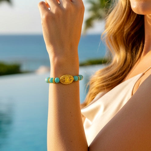 Capri Burma Jade & Bali Vermeil Filigree Bracelet | One-of-a-Kind Coastal Luxury