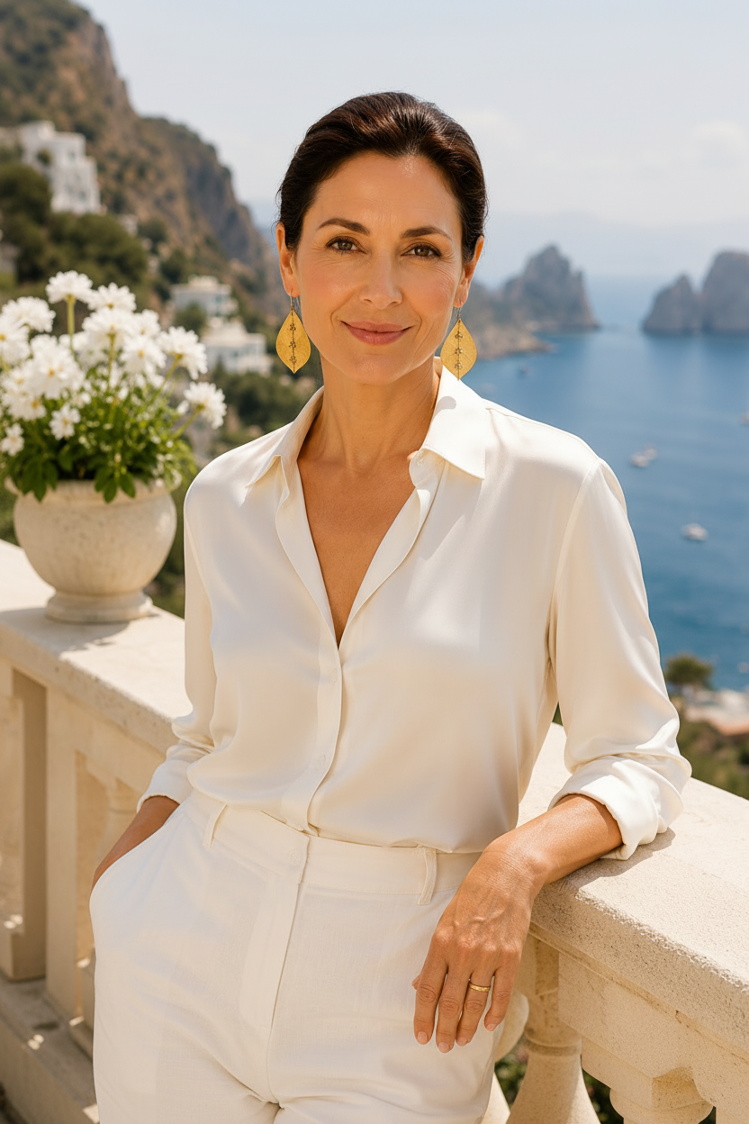 Capri Hammered Gold Leaf & White Topaz Sculptural Statement Earrings | Limited Edition