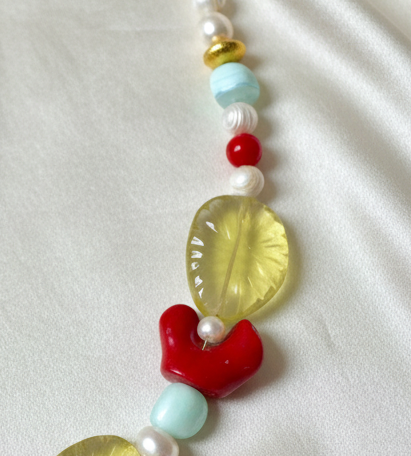 Amalfi Pearl, Opal, Coral & Lemon Quartz Necklace | Coastal Luxury Jewelry