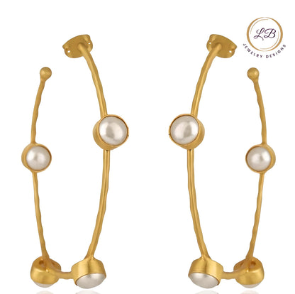 Oversized Gold Hoop Pearl Inside-Out Earrings