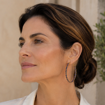 Montecito Lapis Lazuli Gold Vermeil Statement Hoop Earrings