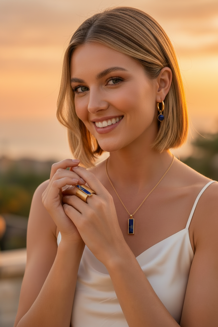 Capri Lapis Lazuli & Gold Vermeil Cigar Ring