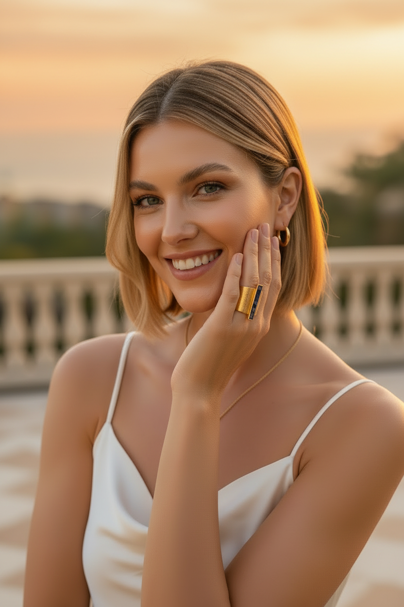 Capri Lapis Lazuli & Gold Vermeil Cigar Ring