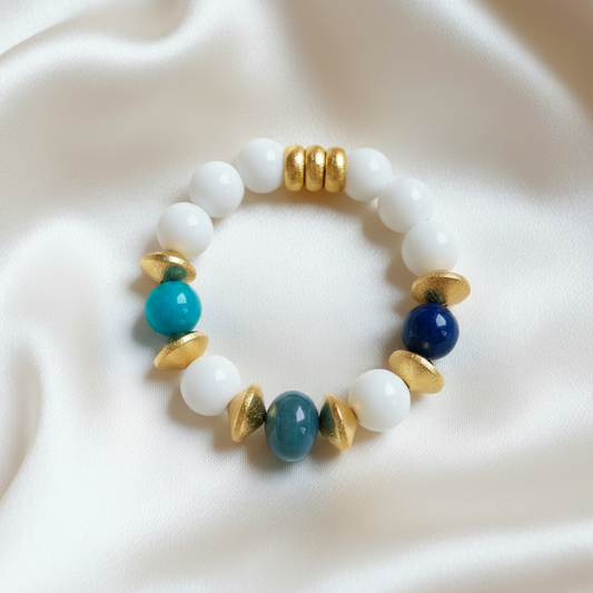 Capri Azure Apatite & Alabaster Vermeil Statement Bracelet