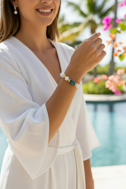 Capri Azure Apatite & Alabaster Vermeil Statement Bracelet