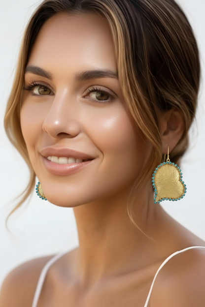 Capri Turquoise Sculptural Heart Earrings – Limited Edition 22k Gold Vermeil
