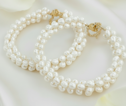 Montecito Baroque Freshwater Pearl Cluster Bracelet – 22K Gold Wire | Limited Edition