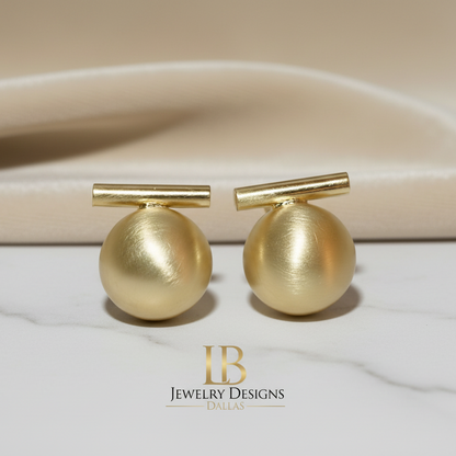 French-Inspired Brushed 18k Gold Vermeil Stud Earrings - Petite Matte Gold Everyday Earrings