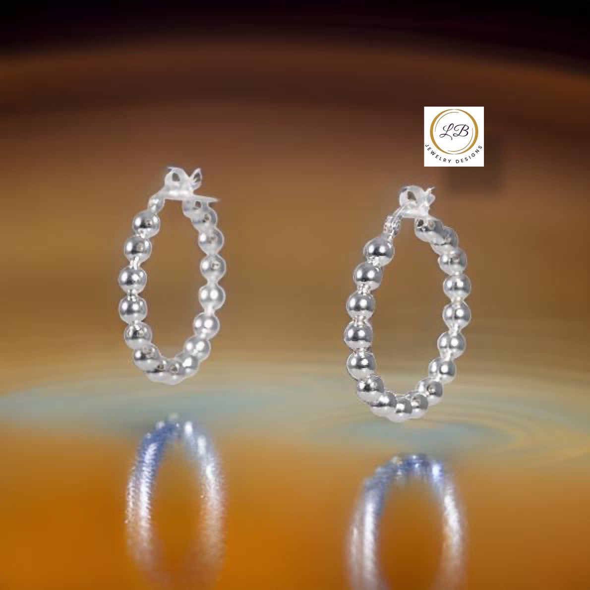 Silver Hoop Beaded Earrings