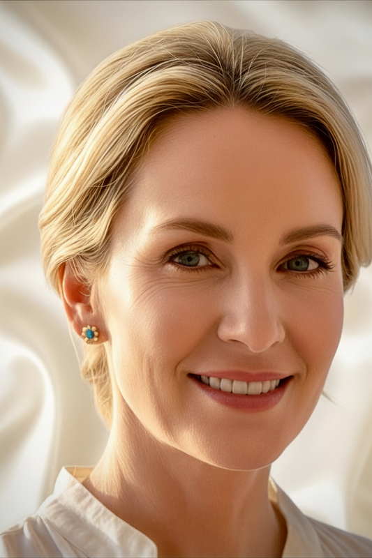 Capri Petite Turquoise & Pearl Stud Earrings – Sleeping Beauty Turquoise Gold Vermeil Studs