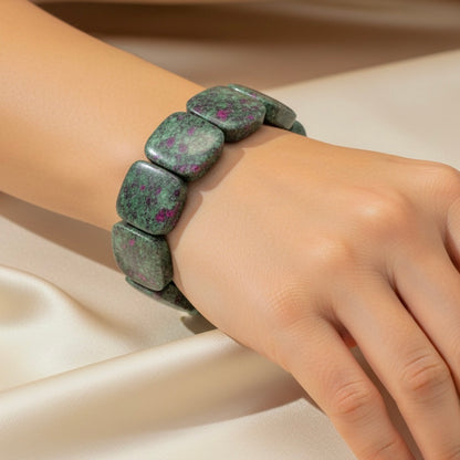 Capri Ruby Fuchsite Statement Bracelet | One-of-a-Kind Coastal Luxury Gemstone Bracelet