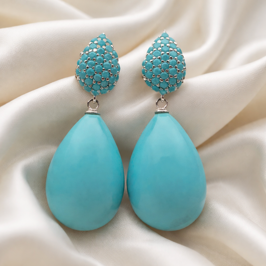 Capri Sleeping Beauty Turquoise Teardrop Pavé Drop Earrings
