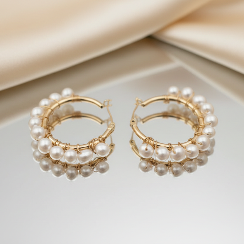 Montecito Freshwater Pearl Hoop Earrings | 14k Gold Filled Gold