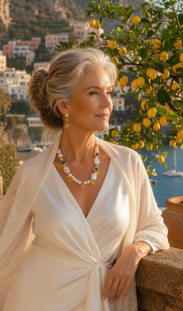 One-of-a-Kind Amalfi Baroque Pearl, Murano Glass & Lemon Quartz Statement Necklace