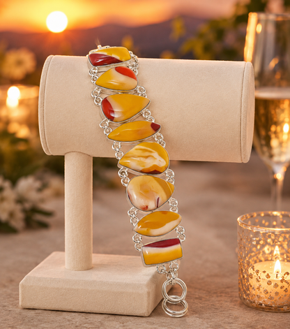 One of a Kind Montecito Mookaite Sterling Silver Statement Bracelet – Golden Sunset & Earthstone Variations
