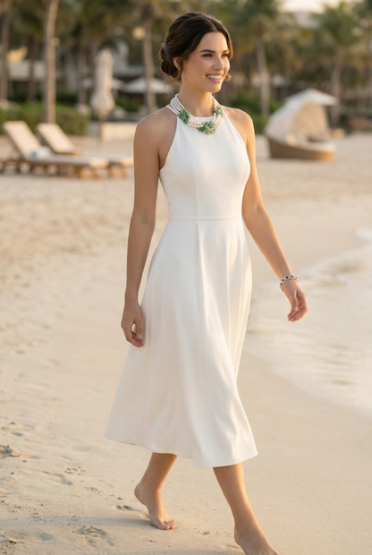 Capri Freshwater Pearl & Green Aventurine Triple Strand Necklace – Luxury Coastal Statement Jewelry