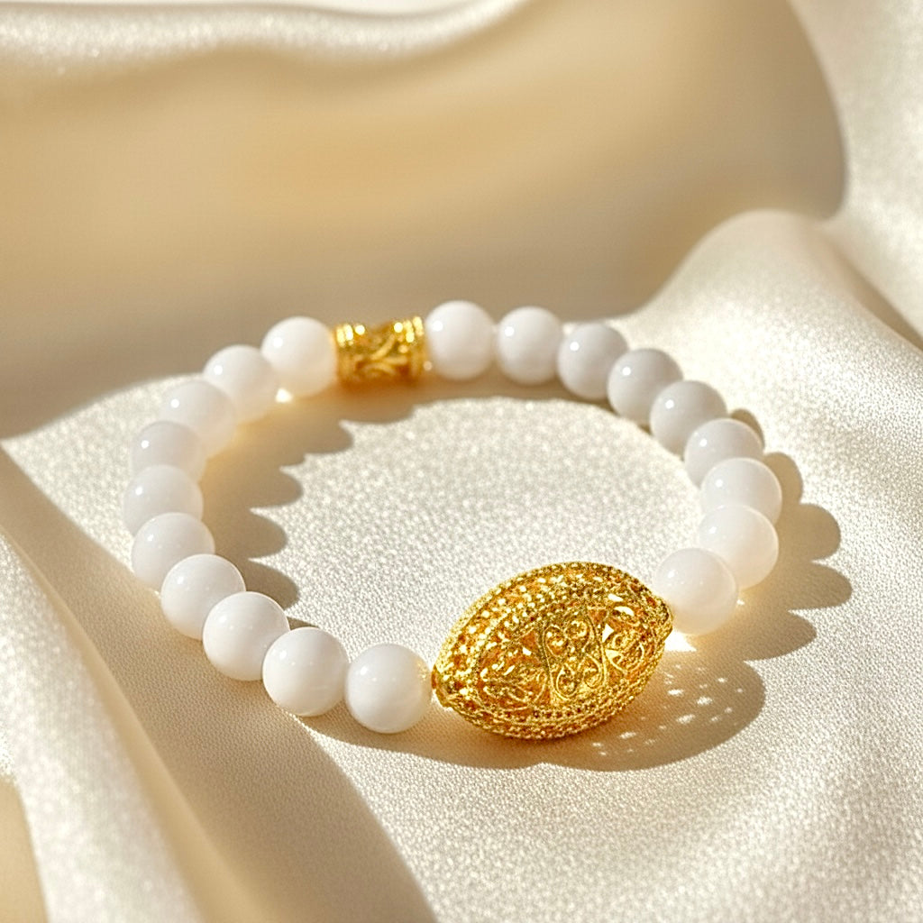 Montecito Alabaster & 22K Gold Vermeil Bali Bracelet | Luxury Resort Jewelry